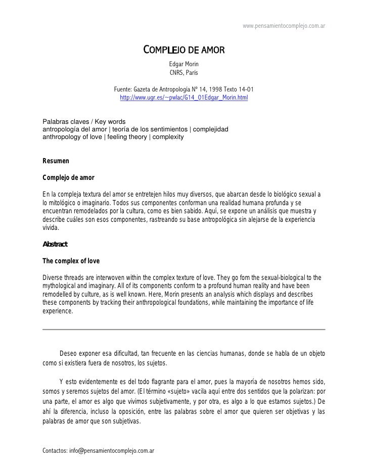 Palabras Simples, Sentimiento Complejo